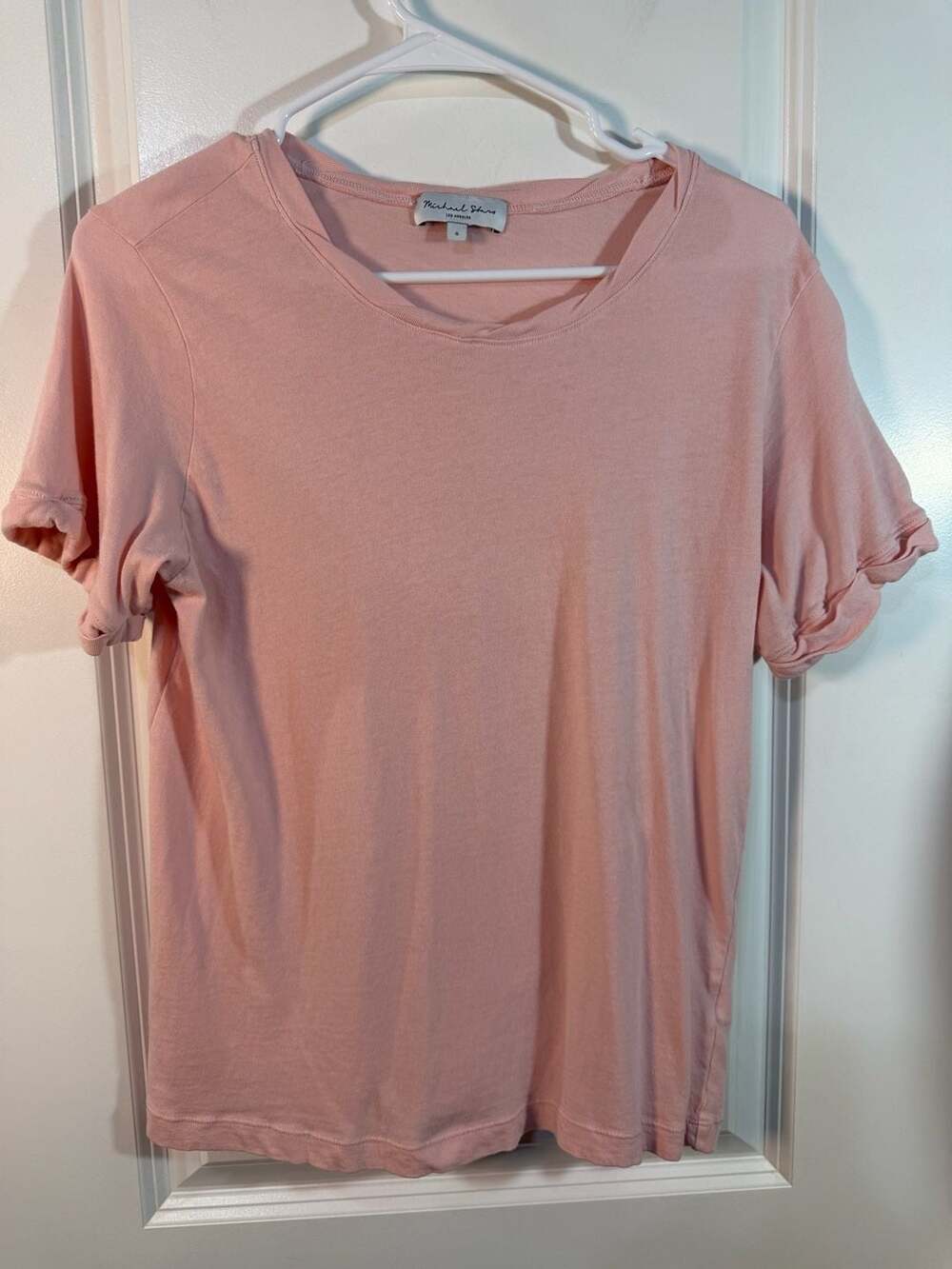 Michael Stars Women's Pink Cotton Short Sleeve Crew Neck T-Shirt Size S - Picture 1 of 6